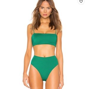 X REVOLVE BRIGITTE BANDEAU & BRIGITTE HIGH WAIST BIKINI BOTTOM. Size XS. Green